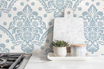 Light Blue Vintage Wallpaper / Peel and Stick Wallpaper Removable Wallpaper Home Decor Wall Art Wall Decor Room Decor - D198 - WallTrend