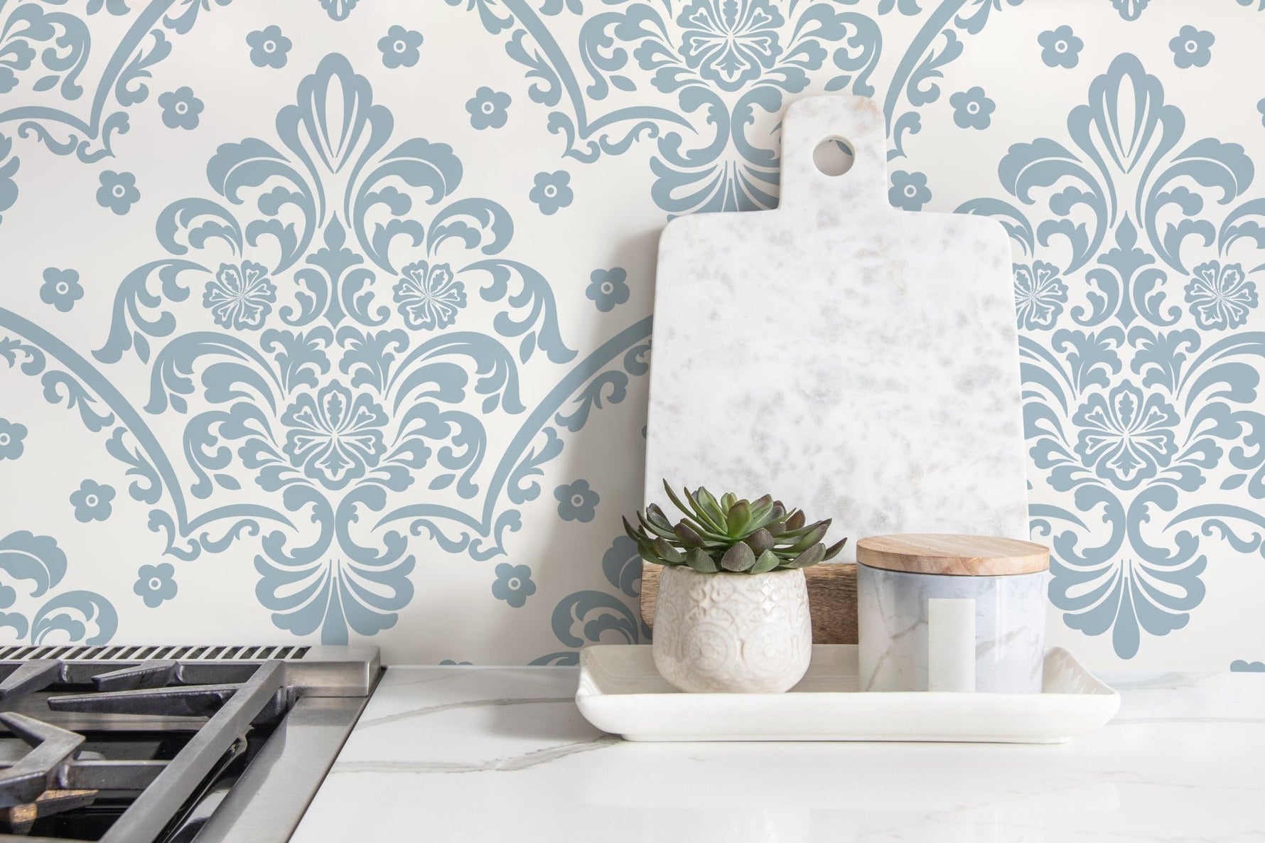 Light Blue Vintage Wallpaper / Peel and Stick Wallpaper Removable Wallpaper Home Decor Wall Art Wall Decor Room Decor - D198 - WallTrend
