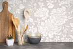 Light Boho Peony Wallpaper Peel and Stick Removable Repositionable Floral Minimalistic Abstract - ZAAL - WallTrend