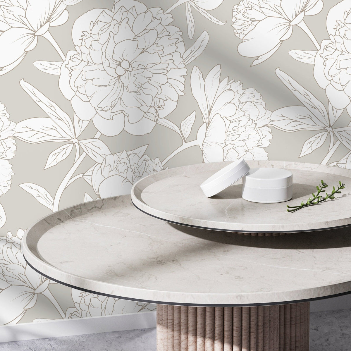 Light Boho Peony Wallpaper Peel and Stick Removable Repositionable Large Floral Minimalistic Abstract - ZAAK - WallTrend