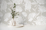 Light Boho Peony Wallpaper Peel and Stick Removable Repositionable Large Floral Minimalistic Abstract - ZAAK - WallTrend