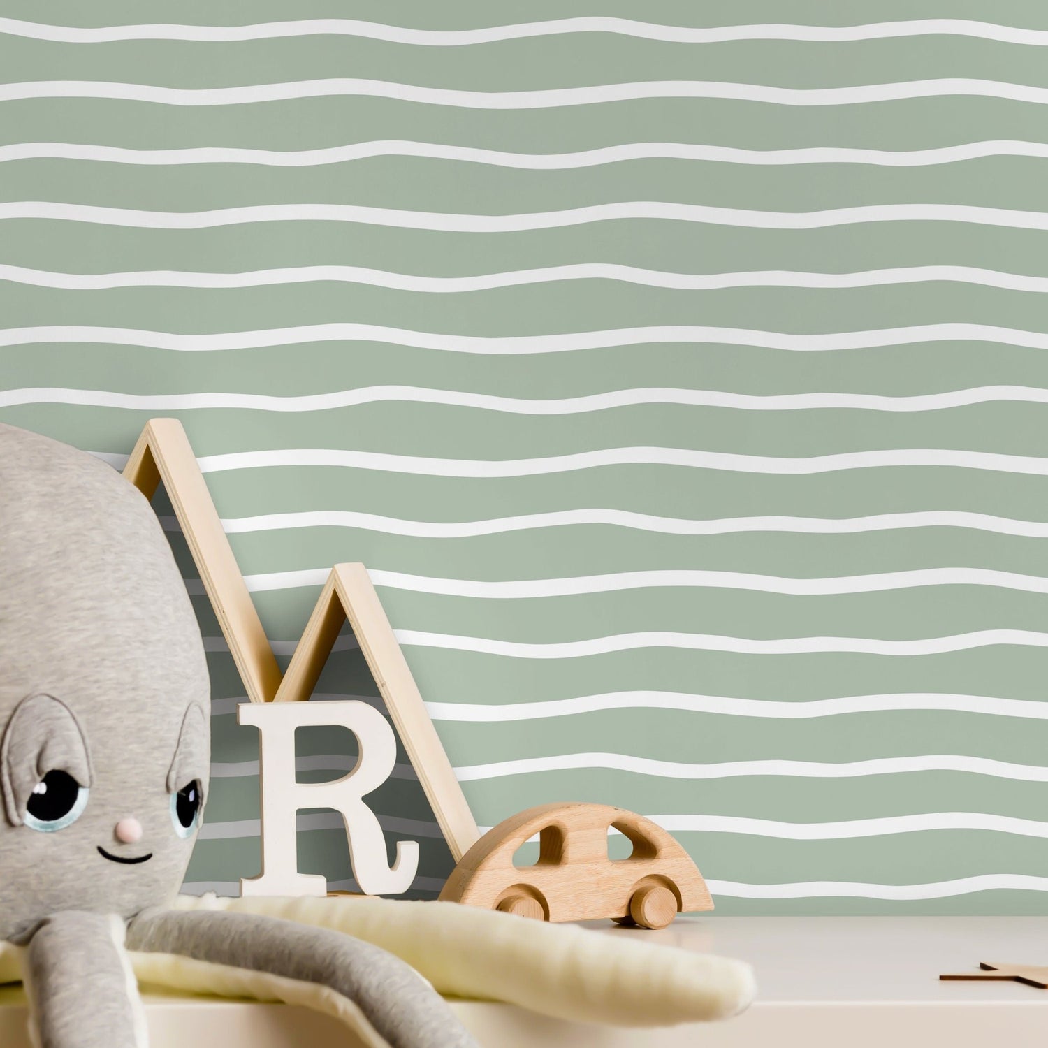 Light Green Minimalist Lines Wallpaper Boho Wallpaper Peel and Stick and Traditional Wallpaper - D747 - WallTrend