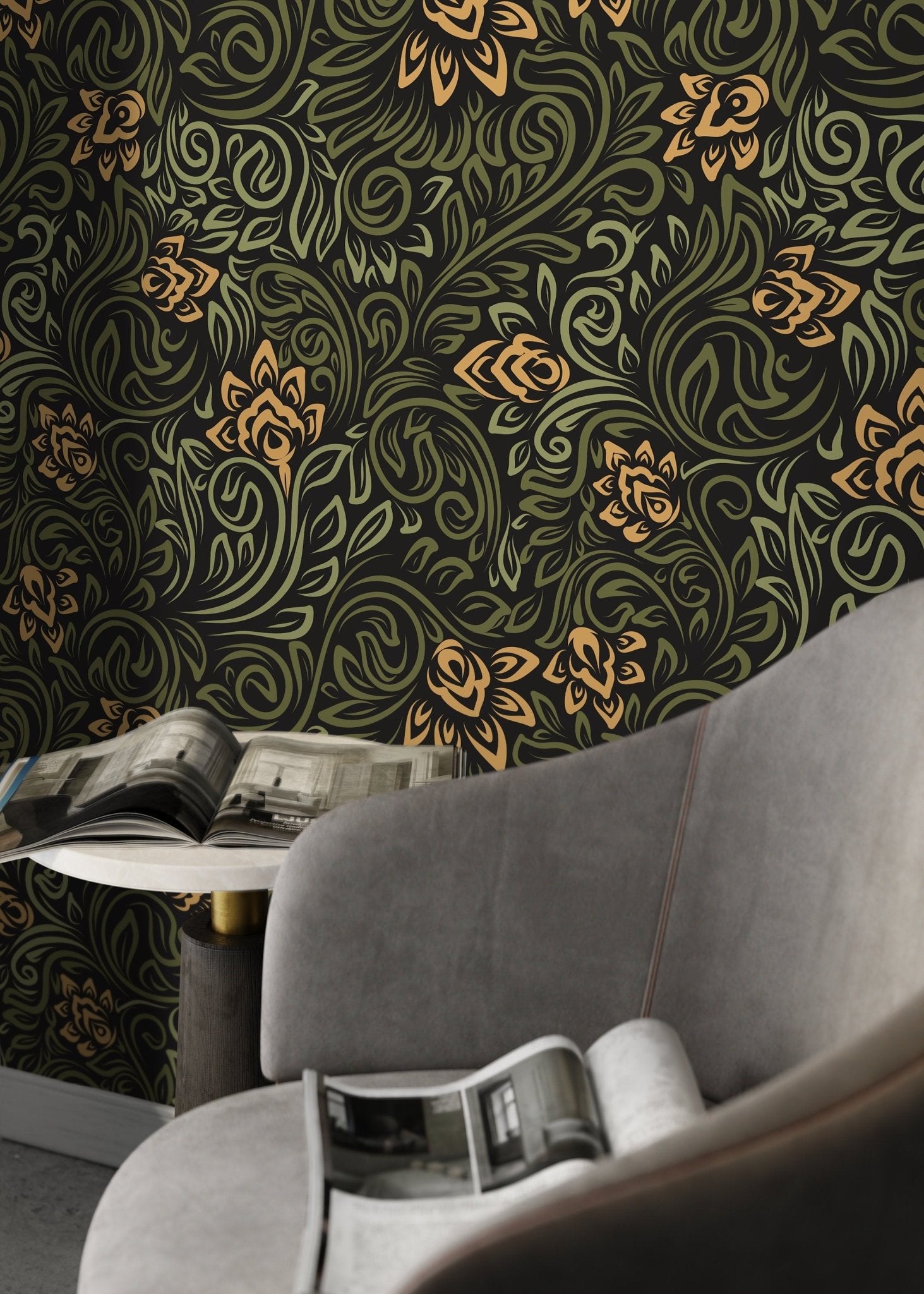 Luxurious Floral Swirls Wallpaper - D159 - WallTrend
