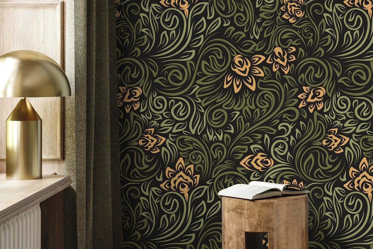 Luxurious Floral Swirls Wallpaper - D159 - WallTrend
