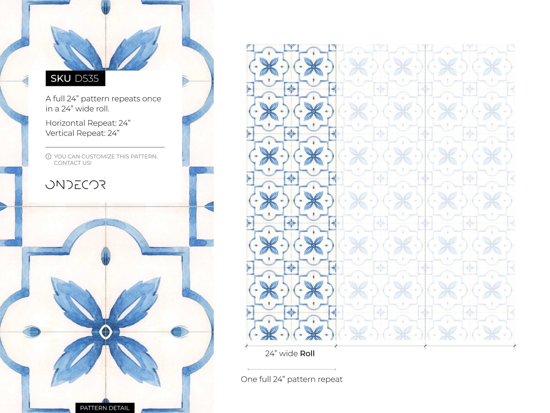 Majestic Blue Floral Design Wallpaper - D535 - WallTrend