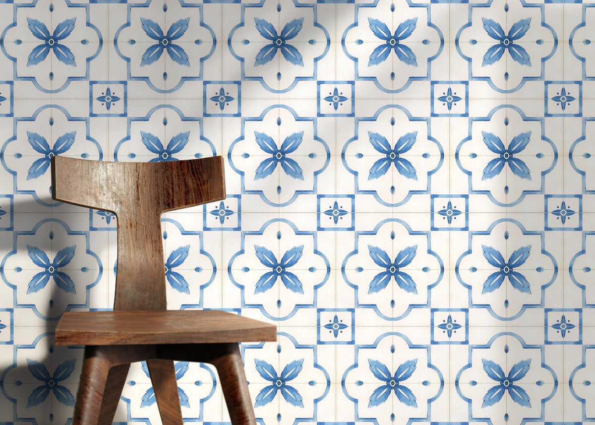 Majestic Blue Floral Design Wallpaper - D535 - WallTrend