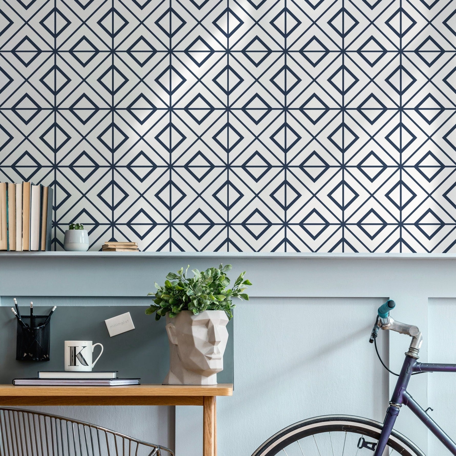 Minimal Wallpaper Removable Wallpaper Peel and Stick Wallpaper Wall Paper Wall Mural - Black and White Minimal Wallpaper - B102 - WallTrend