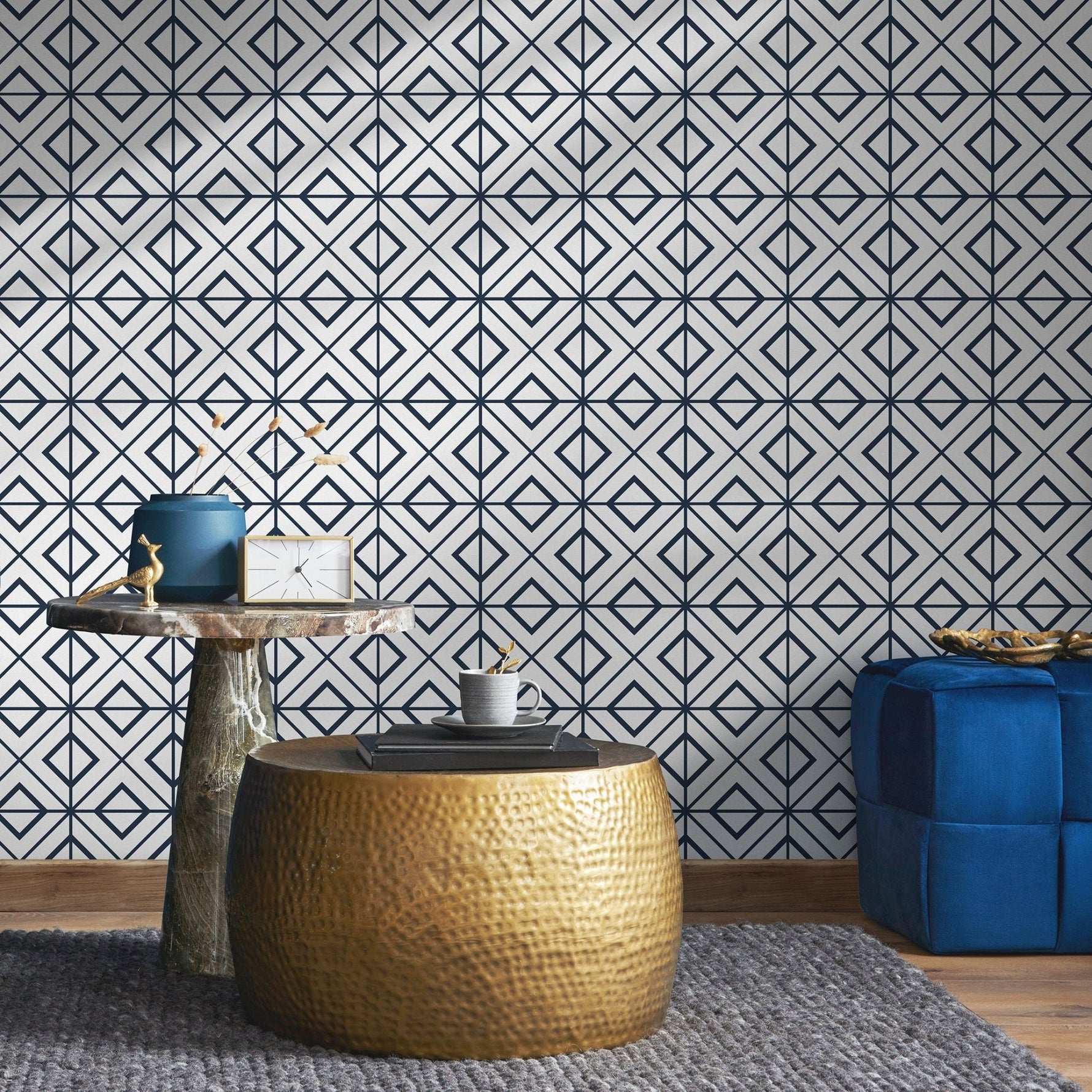 Minimal Wallpaper Removable Wallpaper Peel and Stick Wallpaper Wall Paper Wall Mural - Black and White Minimal Wallpaper - B102 - WallTrend