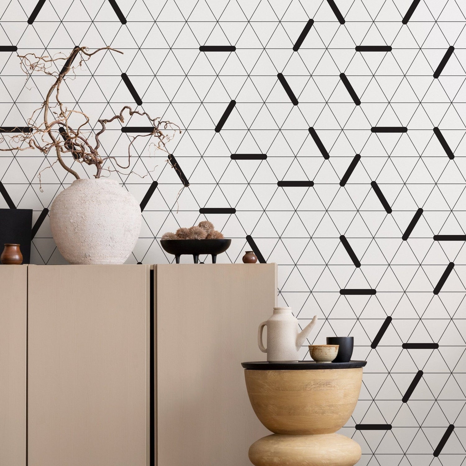 Minimalist Black and White Wallpaper Modern Wallpaper Peel and Stick and Traditional Wallpaper - B083 - WallTrend