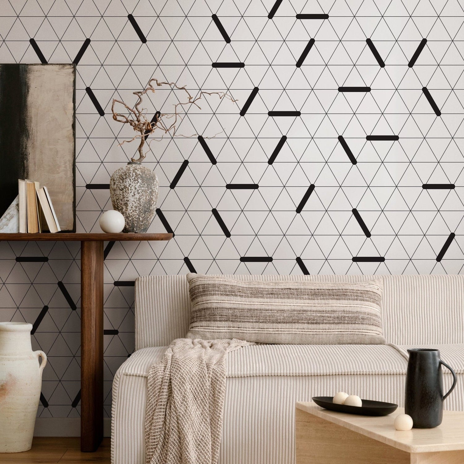 Minimalist Black and White Wallpaper Modern Wallpaper Peel and Stick and Traditional Wallpaper - B083 - WallTrend