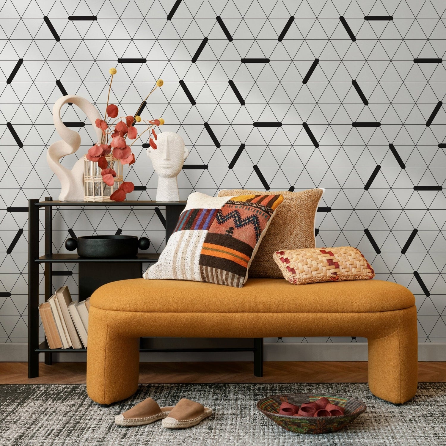 Minimalist Black and White Wallpaper Modern Wallpaper Peel and Stick and Traditional Wallpaper - B083 - WallTrend