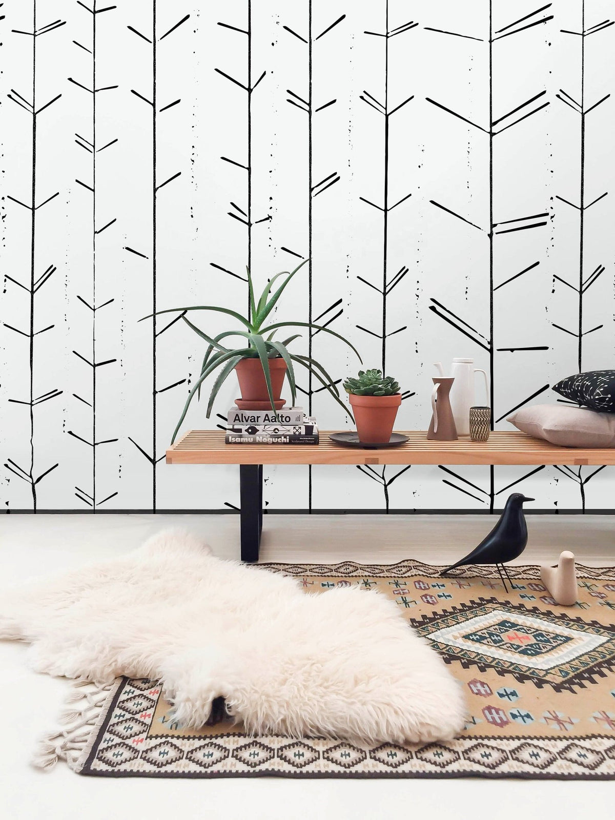 Minimalist Botanical Lines Wallpaper - C485 - WallTrend