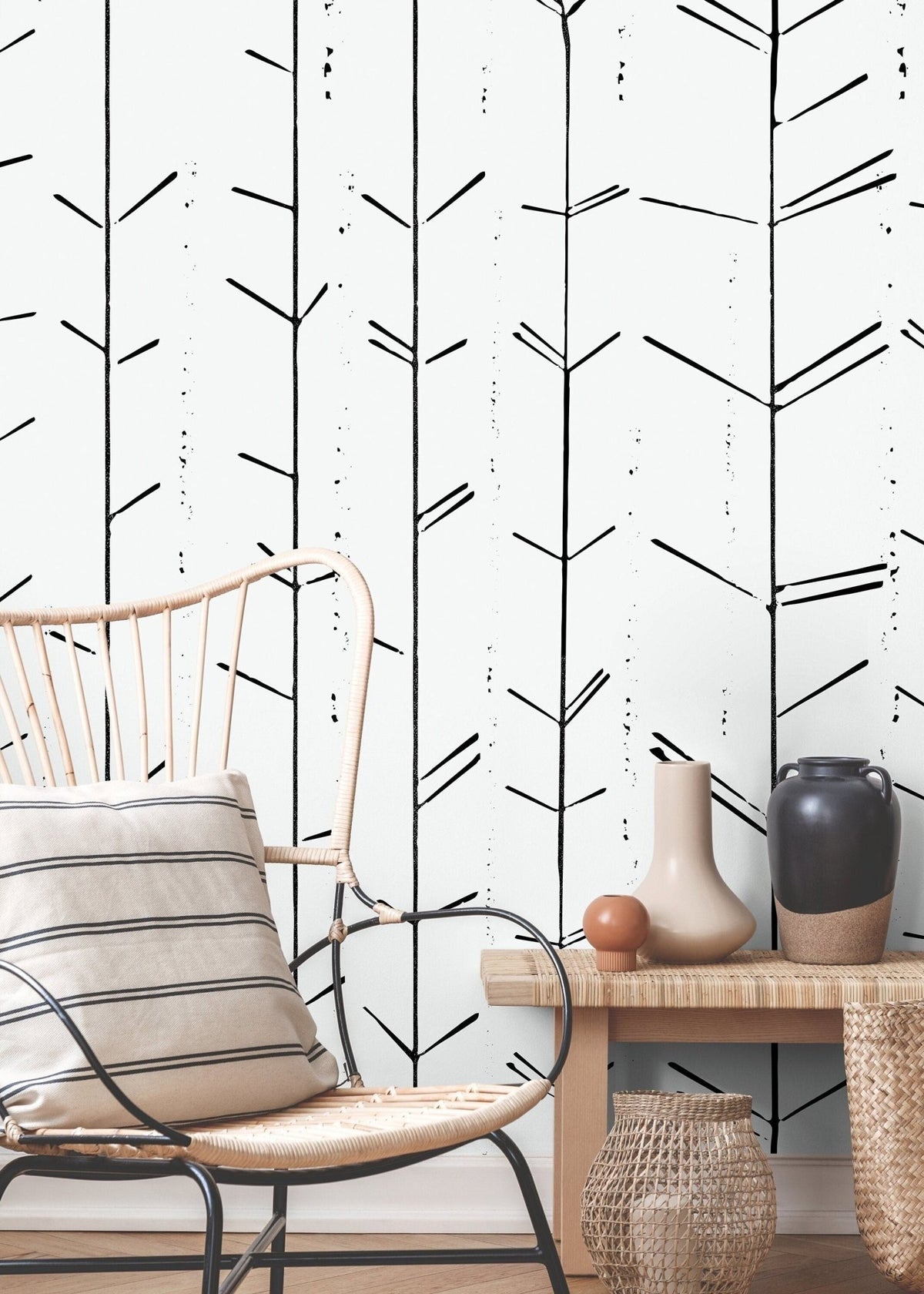 Minimalist Botanical Lines Wallpaper - C485 - WallTrend