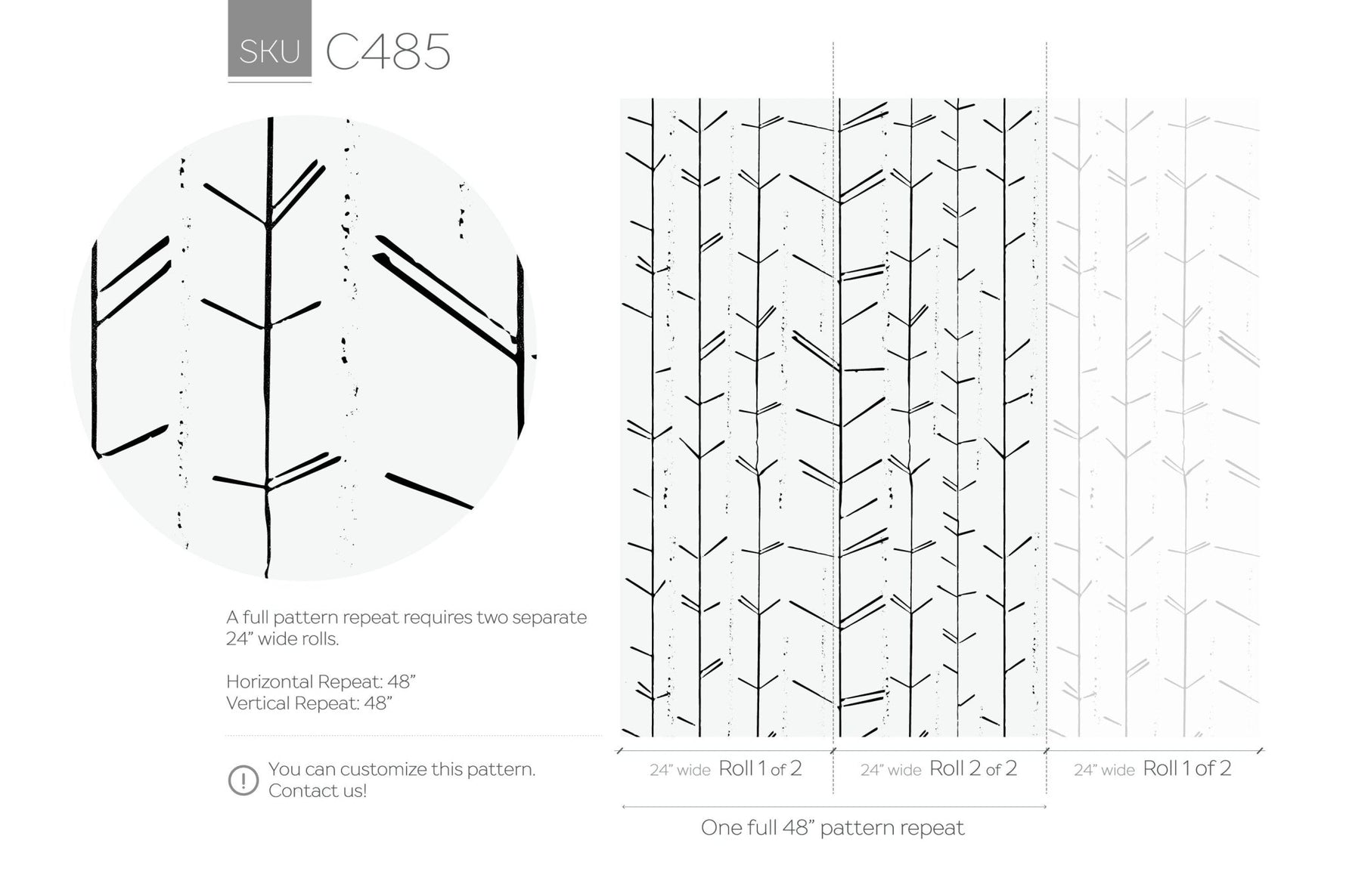 Minimalist Botanical Lines Wallpaper - C485 - WallTrend