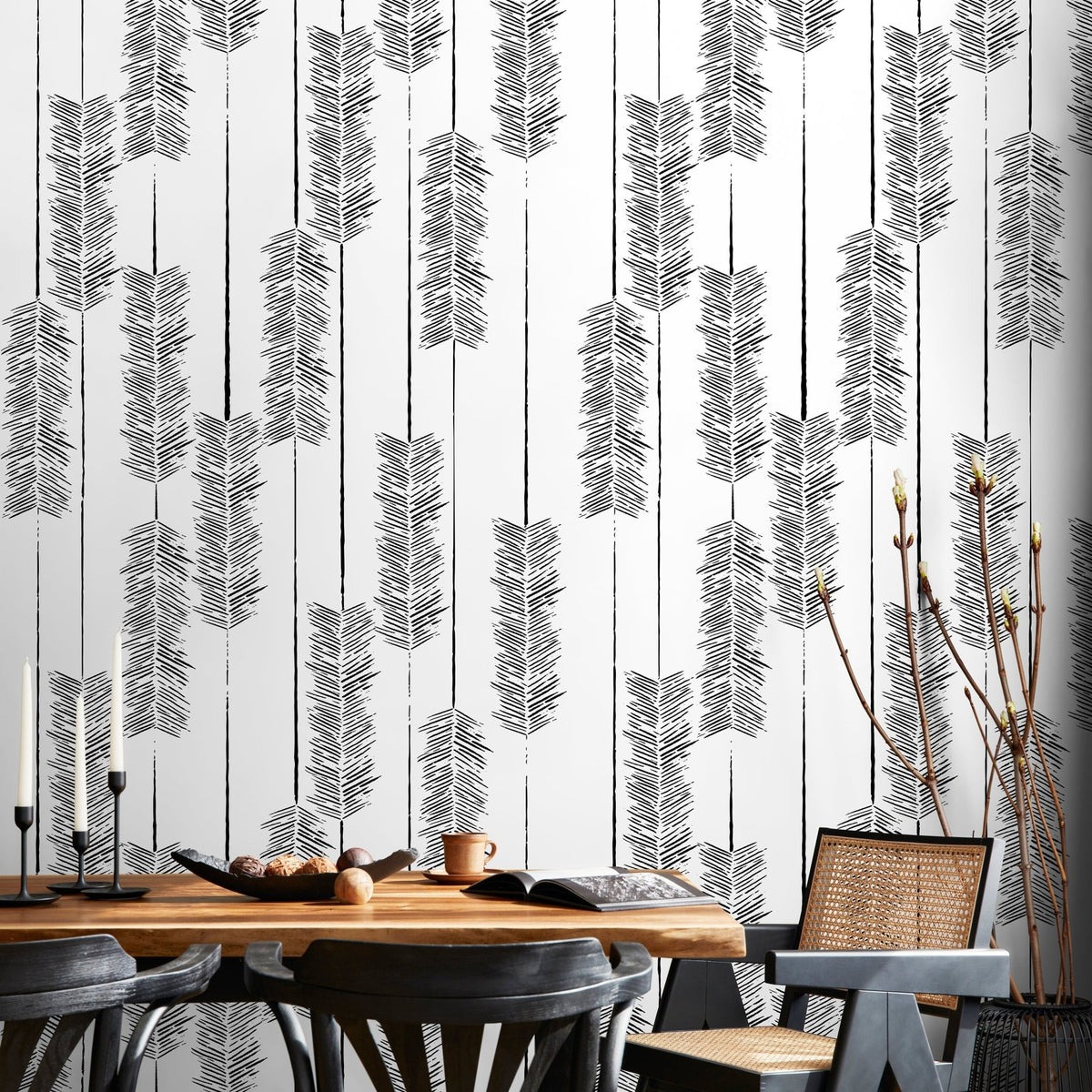 Minimalist Feather Pattern Wallpaper - C520 - WallTrend