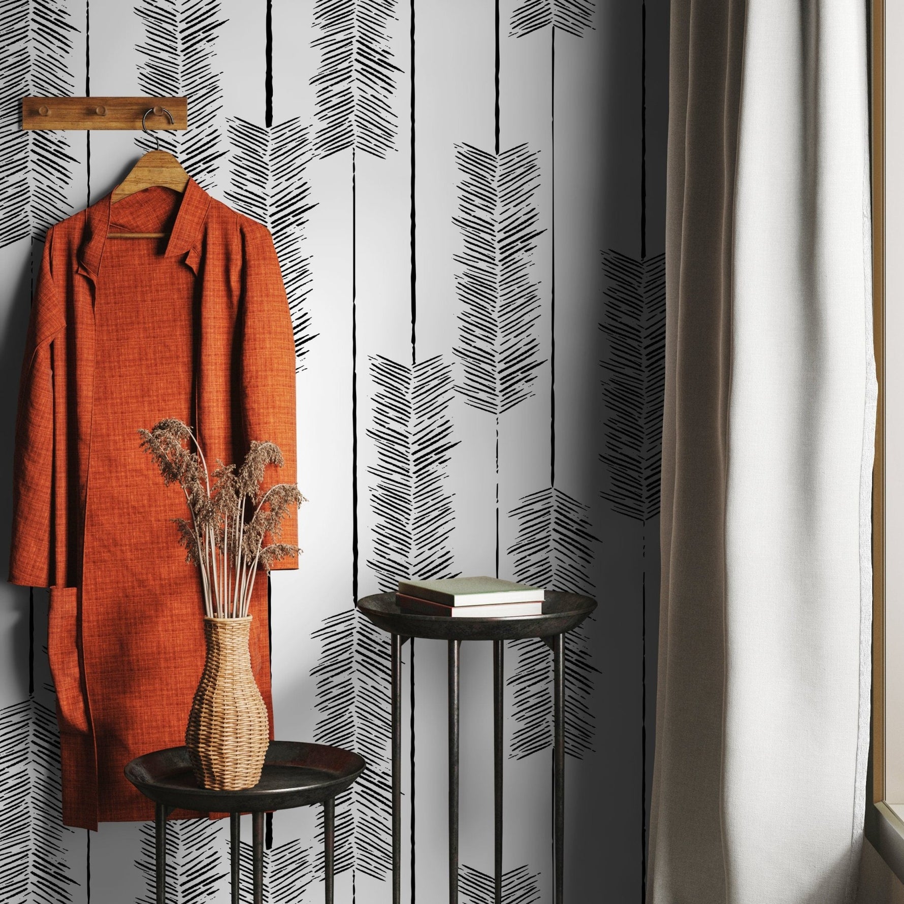 Minimalist Feather Pattern Wallpaper - C520 - WallTrend