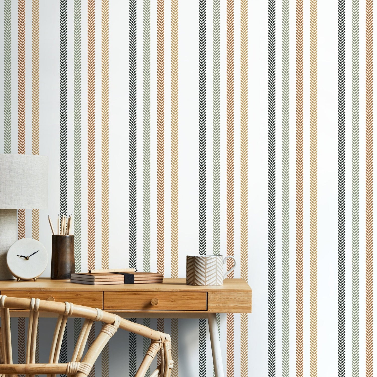 Minimalist Striped Wallpaper Farmhouse Wallpaper Peel and Stick and Traditional Wallpaper - D778 - WallTrend