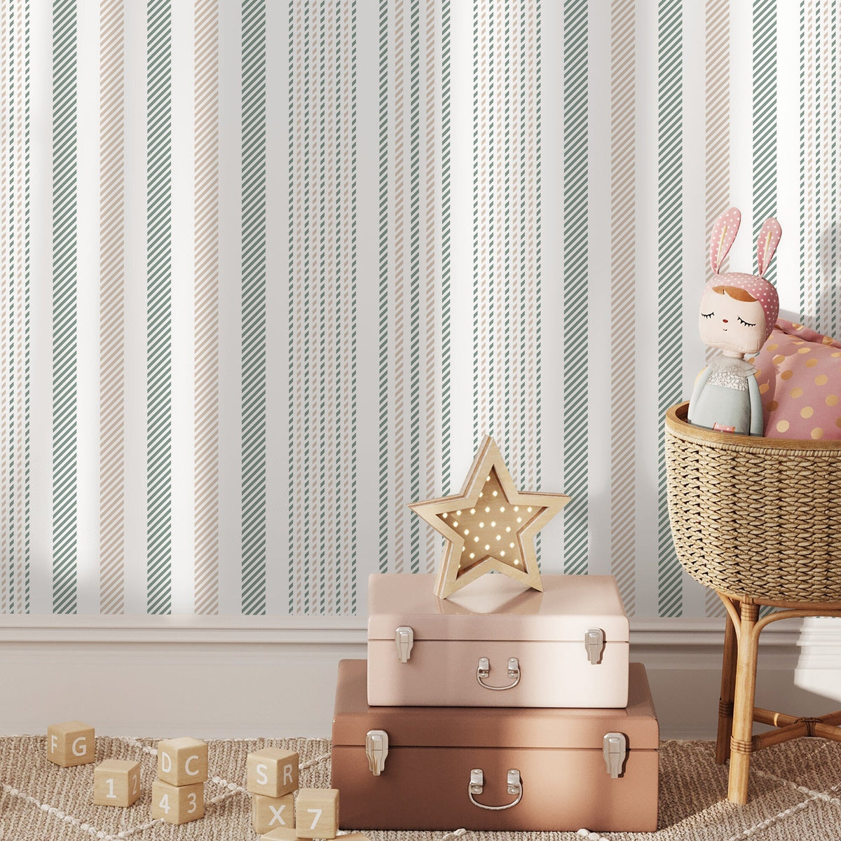 Minimalist Striped Wallpaper Farmhouse wallpaper Peel and Stick and Traditional Wallpaper - D805 - WallTrend