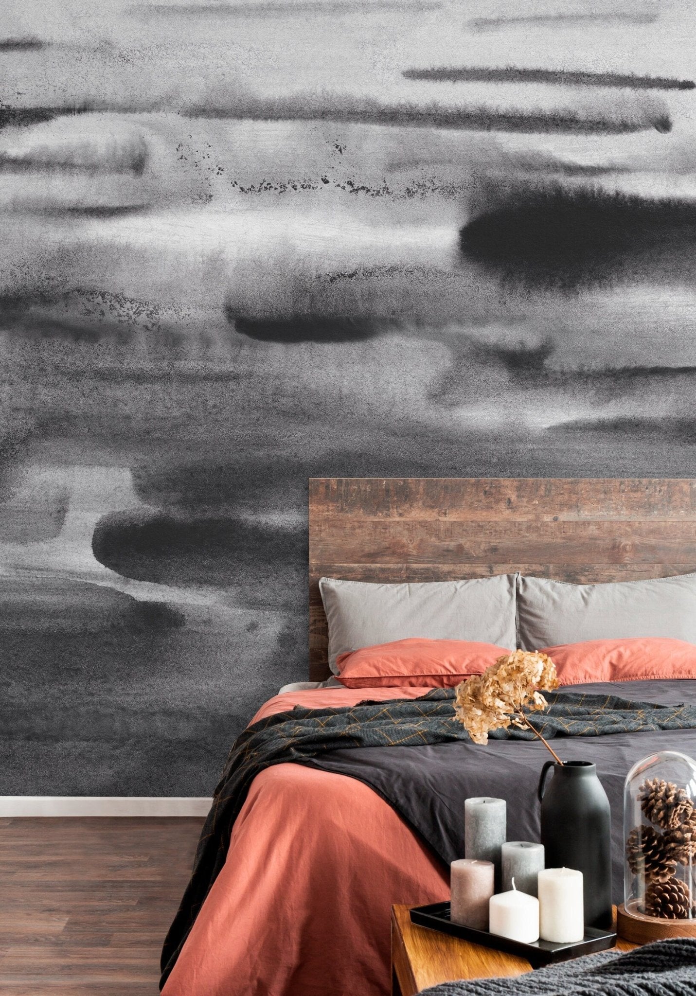 Misty Charcoal Landscape Wallpaper - X161 - WallTrend