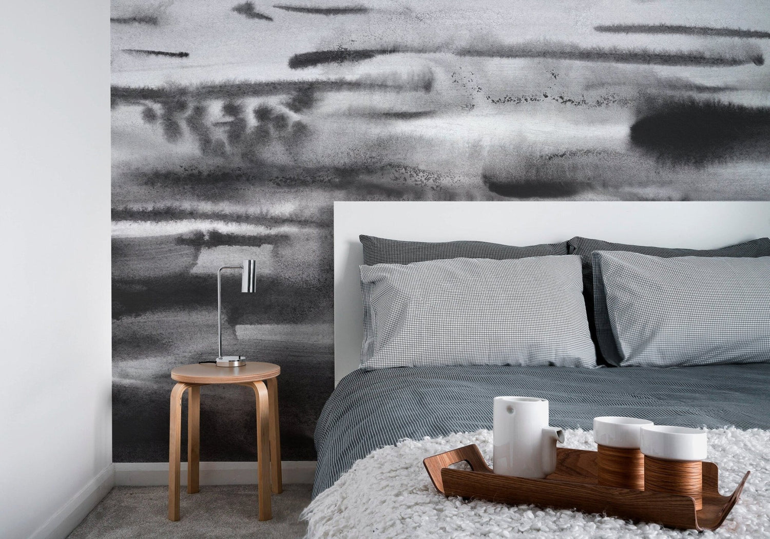 Misty Charcoal Landscape Wallpaper - X161 - WallTrend