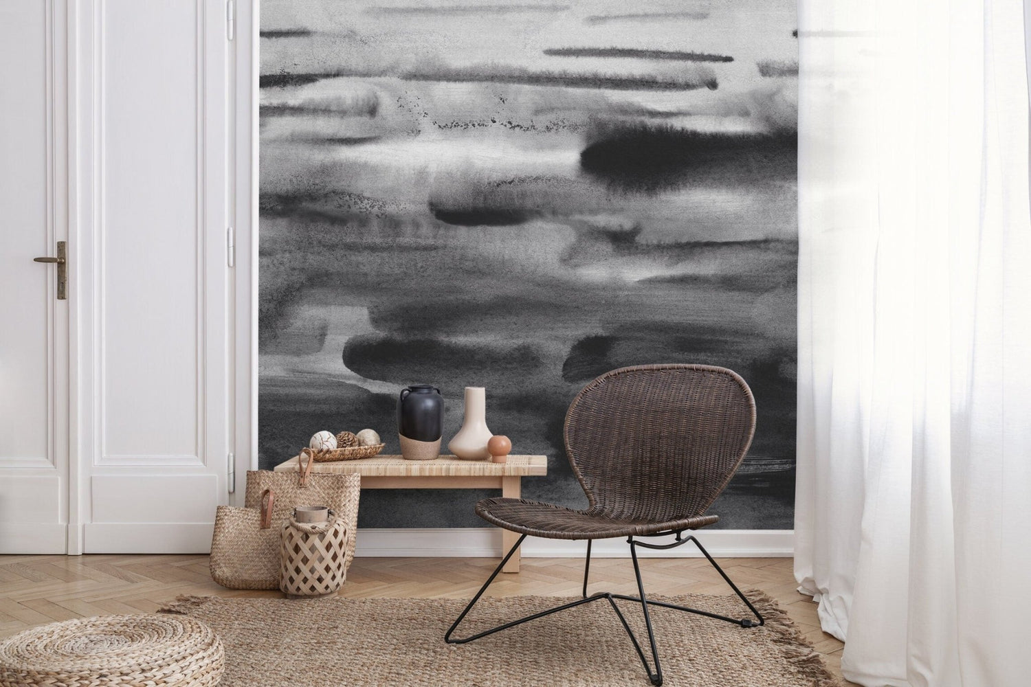 Misty Charcoal Landscape Wallpaper - X161 - WallTrend
