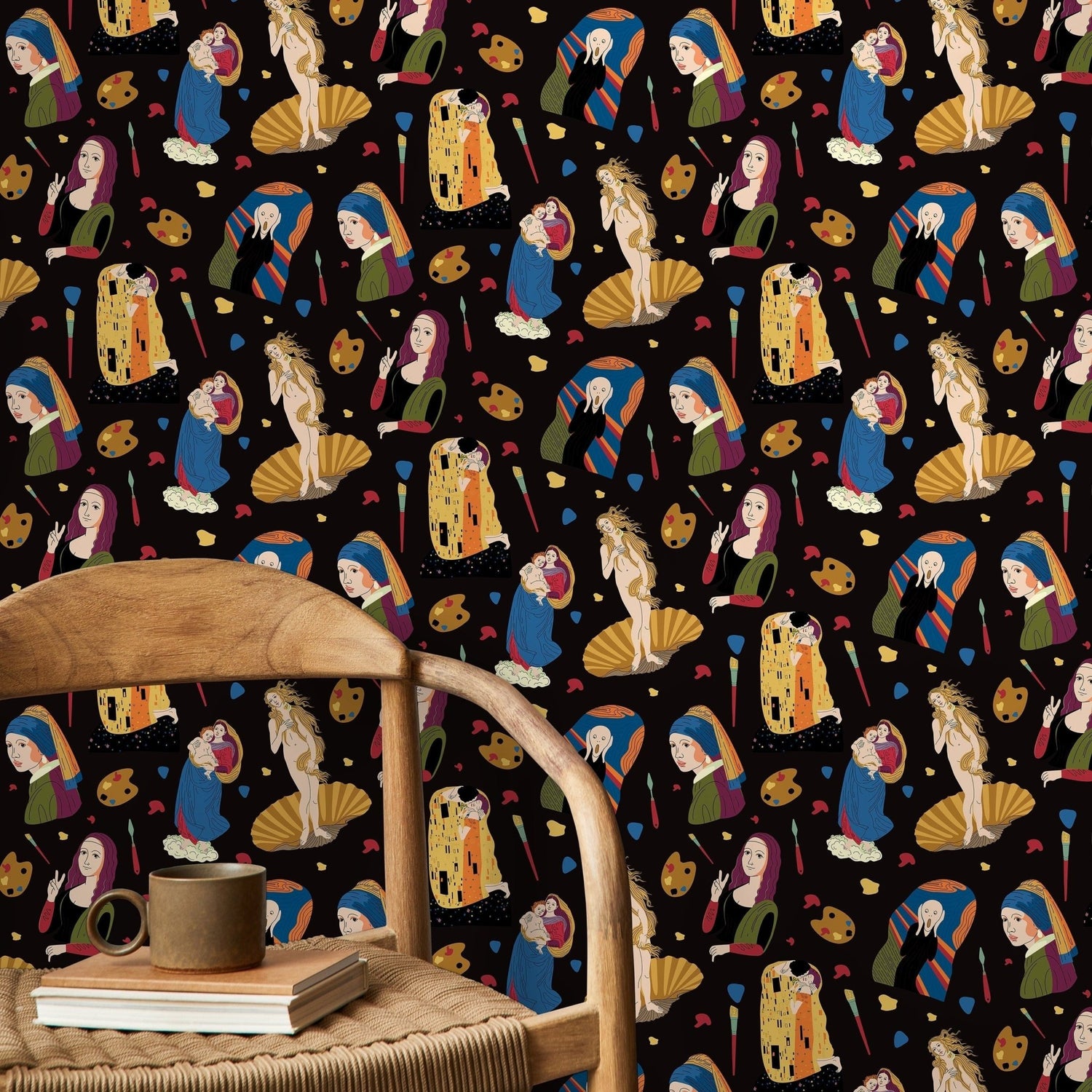 Modern Art Wallpaper Klimt Wallpaper Mona Lisa Wallpaper Peel and Stick Wallpaper Home Decor - D572 - WallTrend