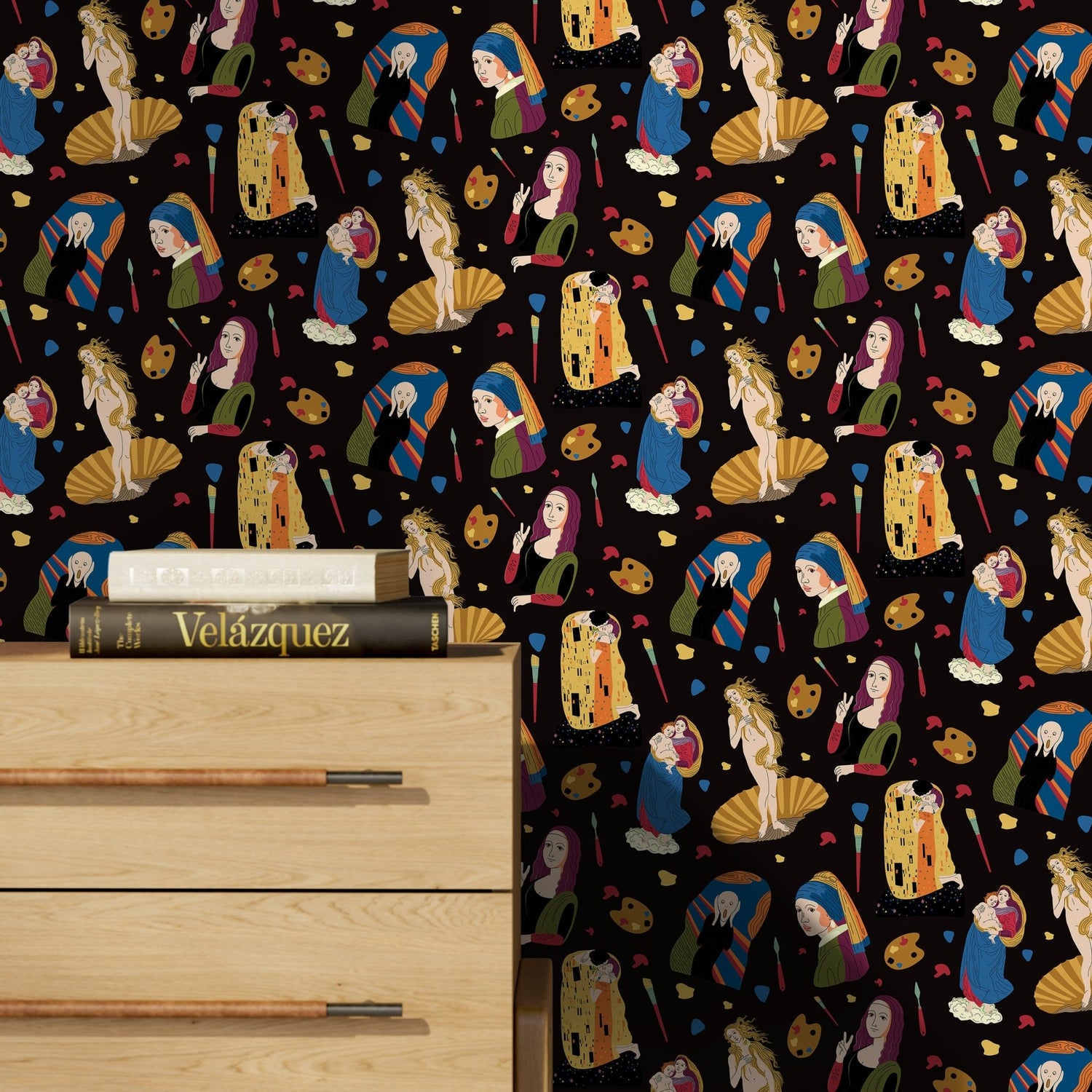 Modern Art Wallpaper Klimt Wallpaper Mona Lisa Wallpaper Peel and Stick Wallpaper Home Decor - D572 - WallTrend