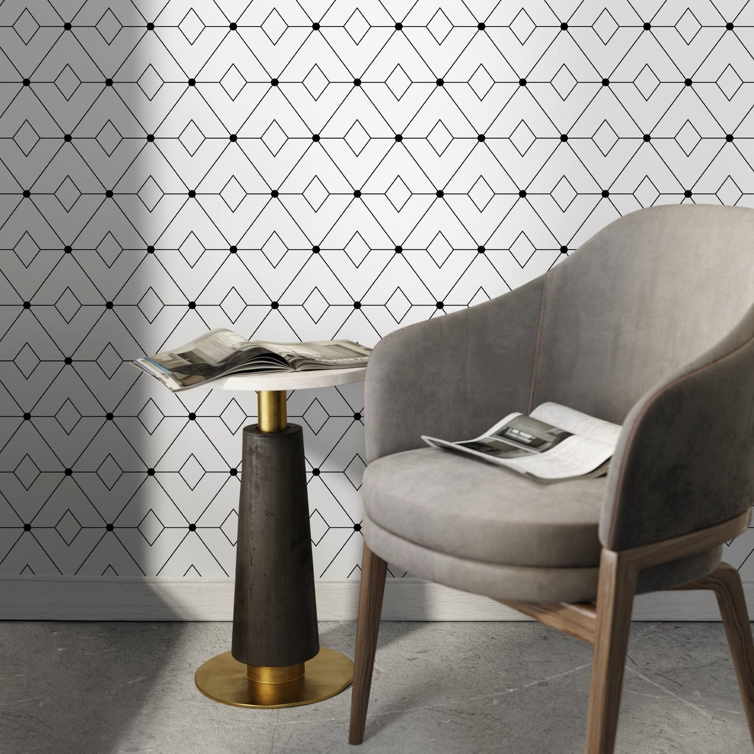 Modern Black and White Wallpaper Minimalist Wallpaper Peel and Stick and Traditional Wallpaper - B106 - WallTrend