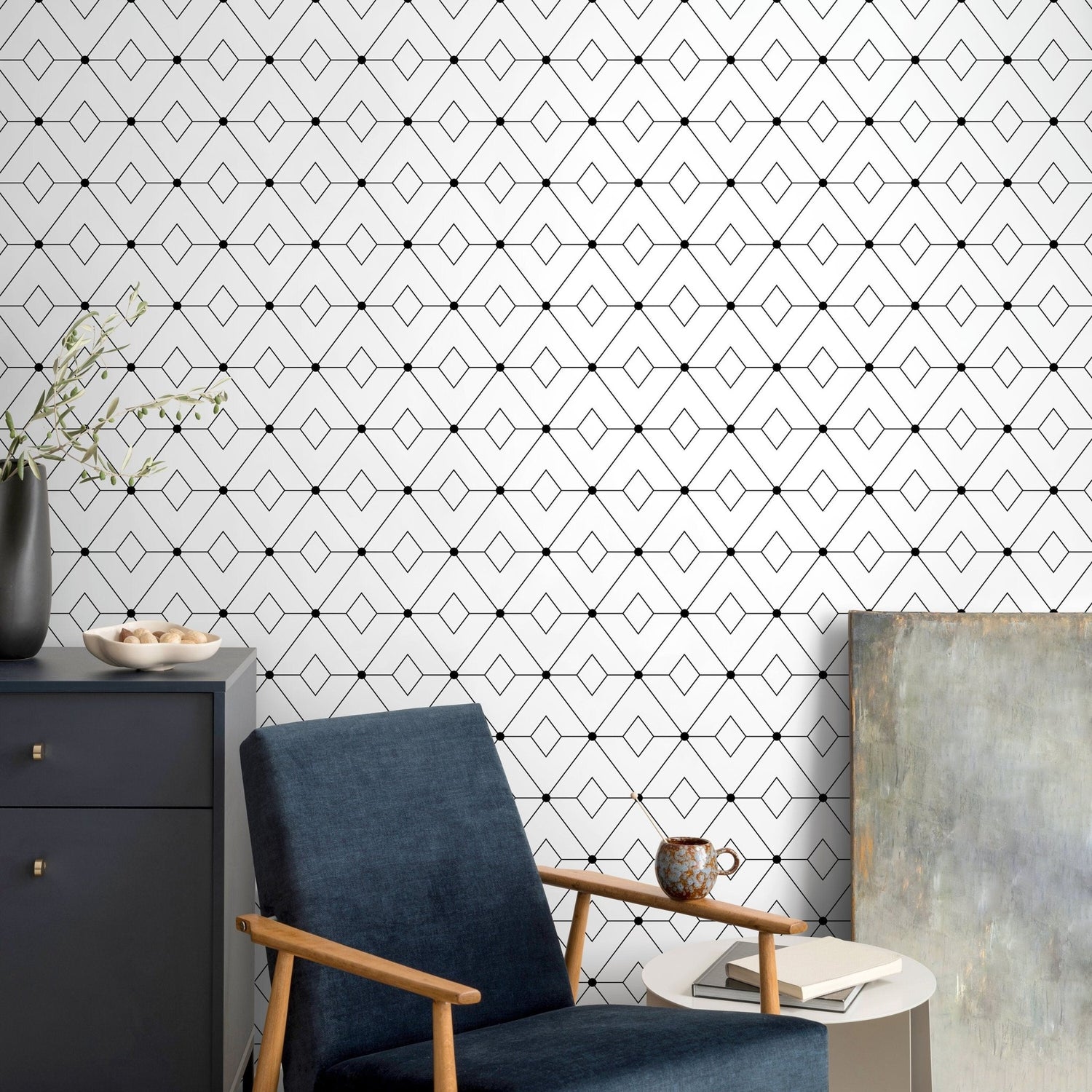 Modern Black and White Wallpaper Minimalist Wallpaper Peel and Stick and Traditional Wallpaper - B106 - WallTrend