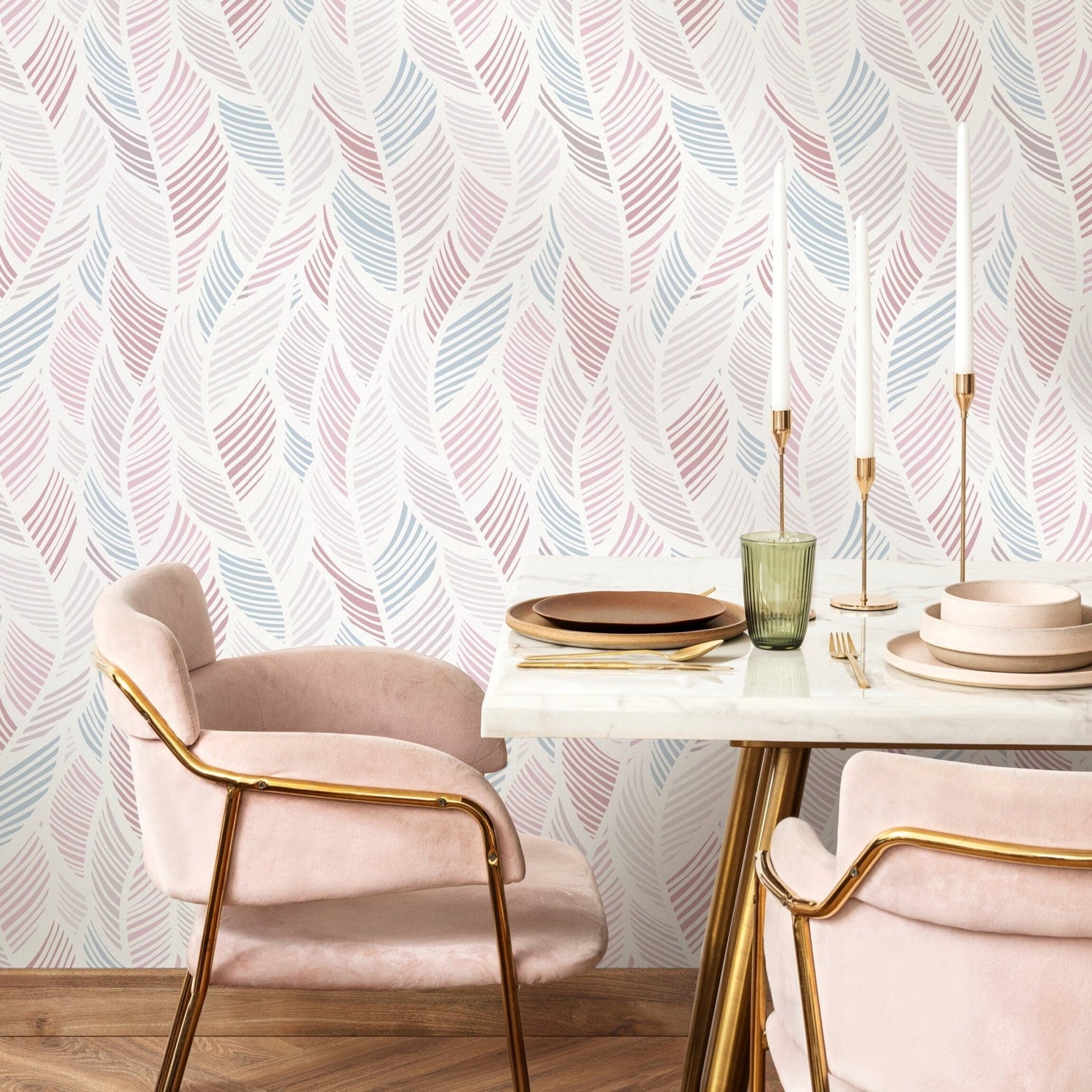 Modern Brushstroke Foliage Wallpaper - A062 - WallTrend