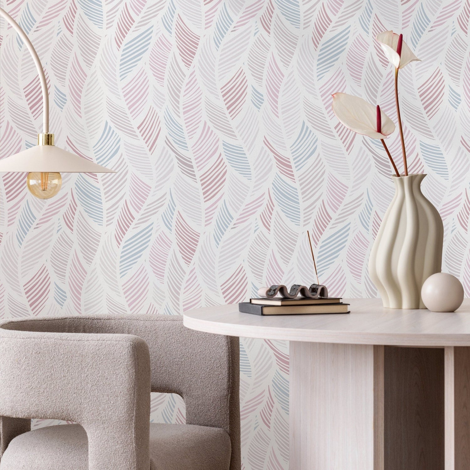 Modern Brushstroke Foliage Wallpaper - A062 - WallTrend