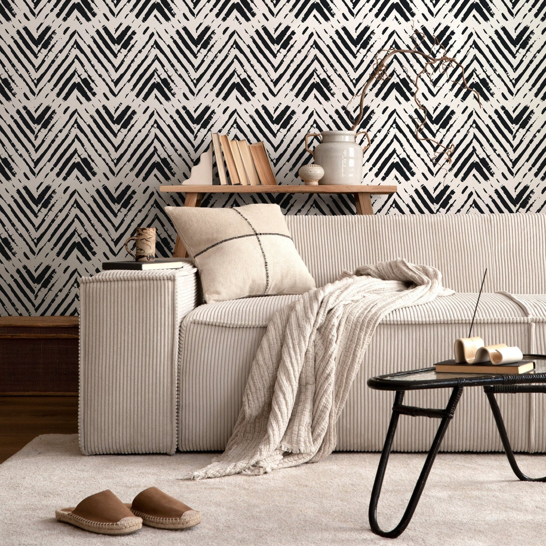 Modern Brushstrokes Chevron Wallpaper - A953 - WallTrend