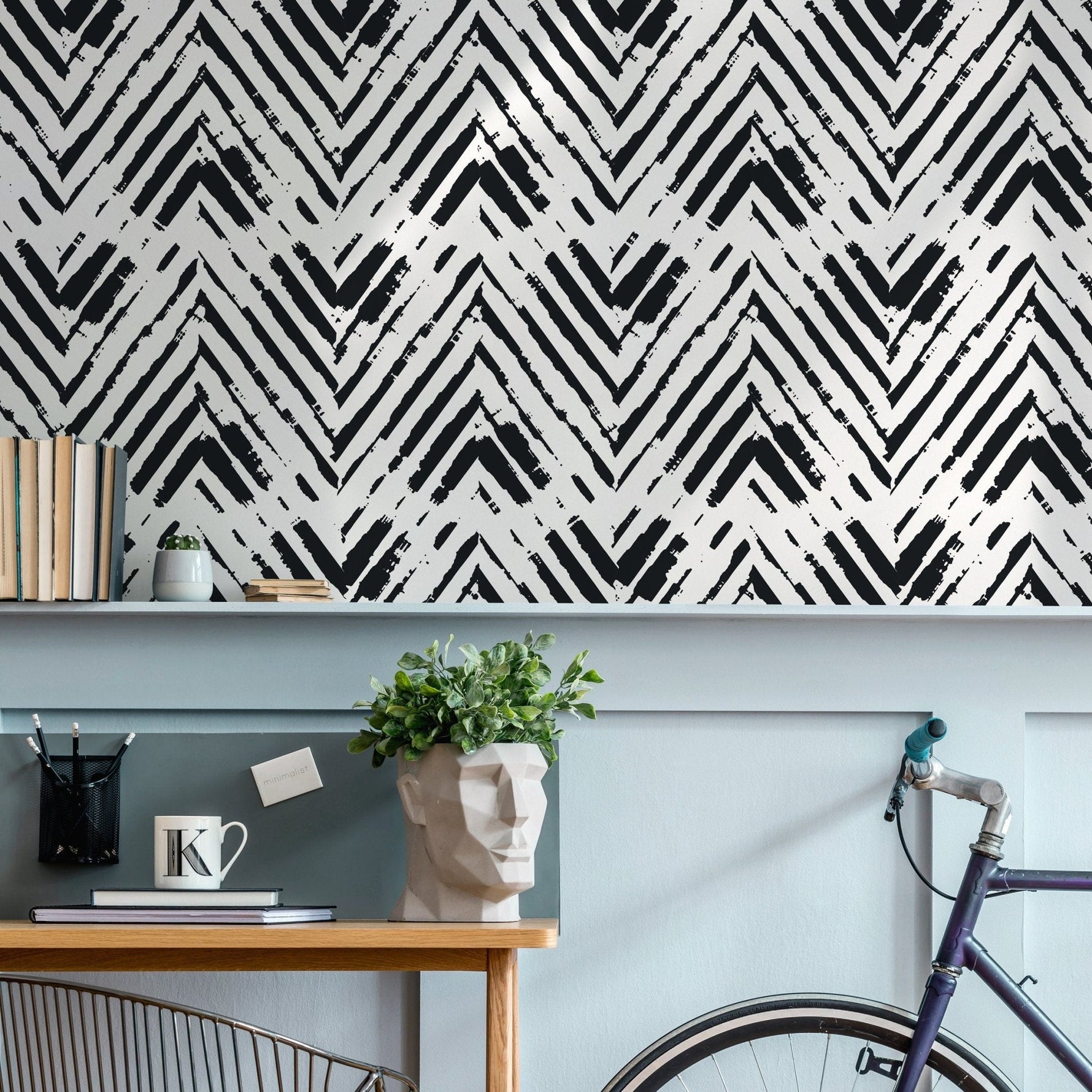 Modern Brushstrokes Chevron Wallpaper - A953 - WallTrend