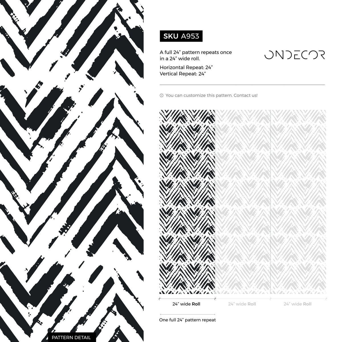 Modern Brushstrokes Chevron Wallpaper - A953 - WallTrend