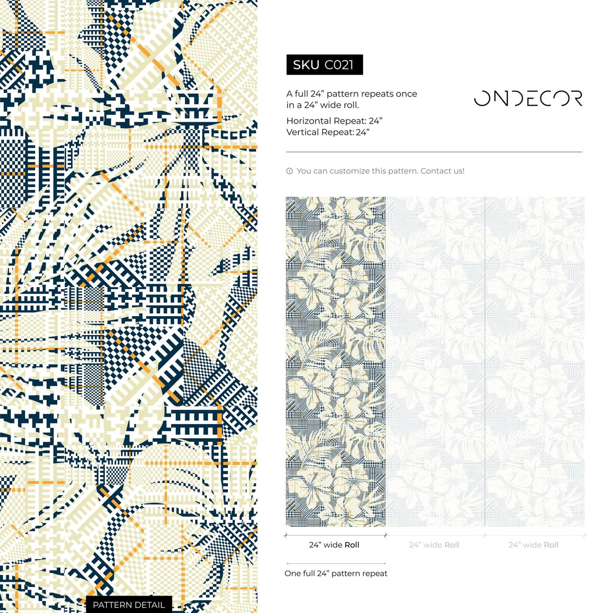 Modern Geometric Florals Wallpaper - C021 - WallTrend