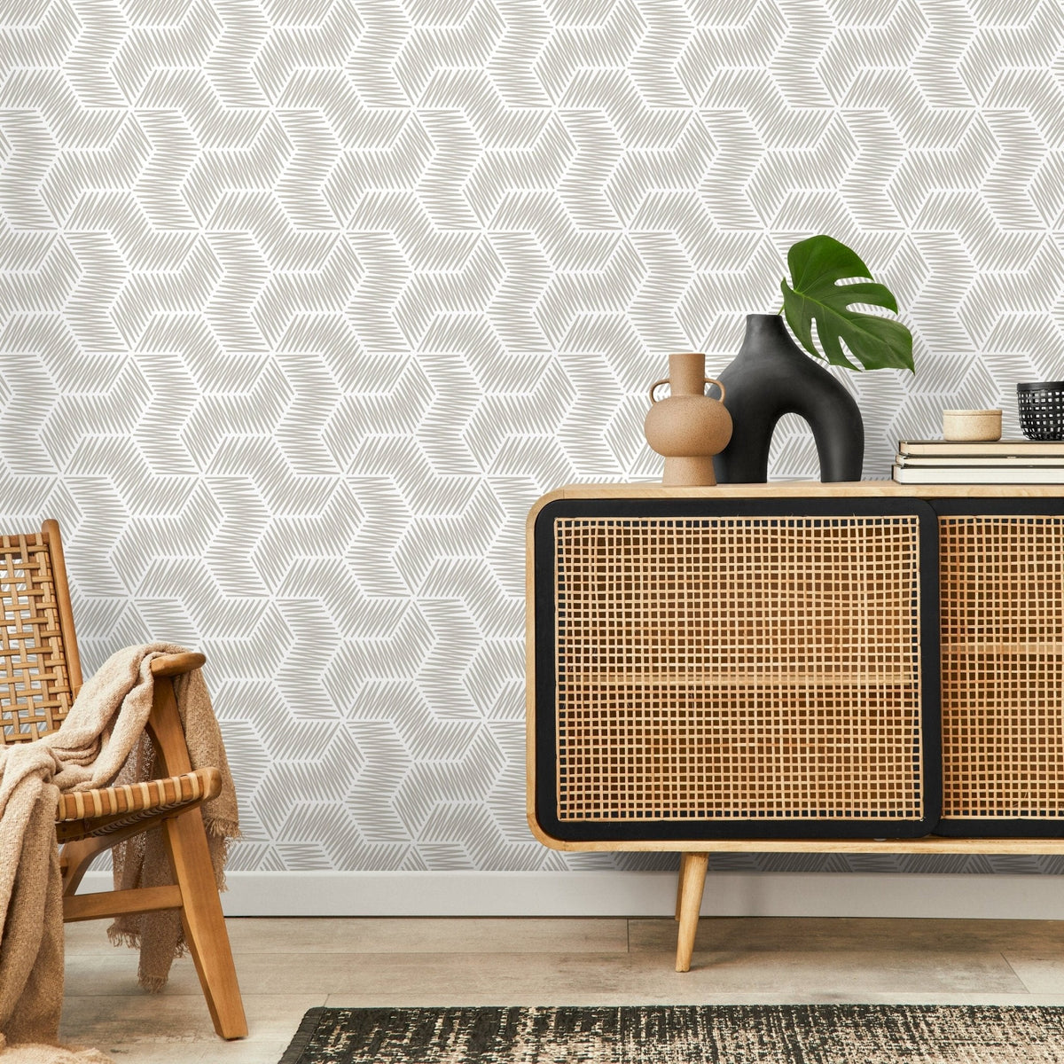 Modern Geometric Lines Wallpaper - C567 - WallTrend