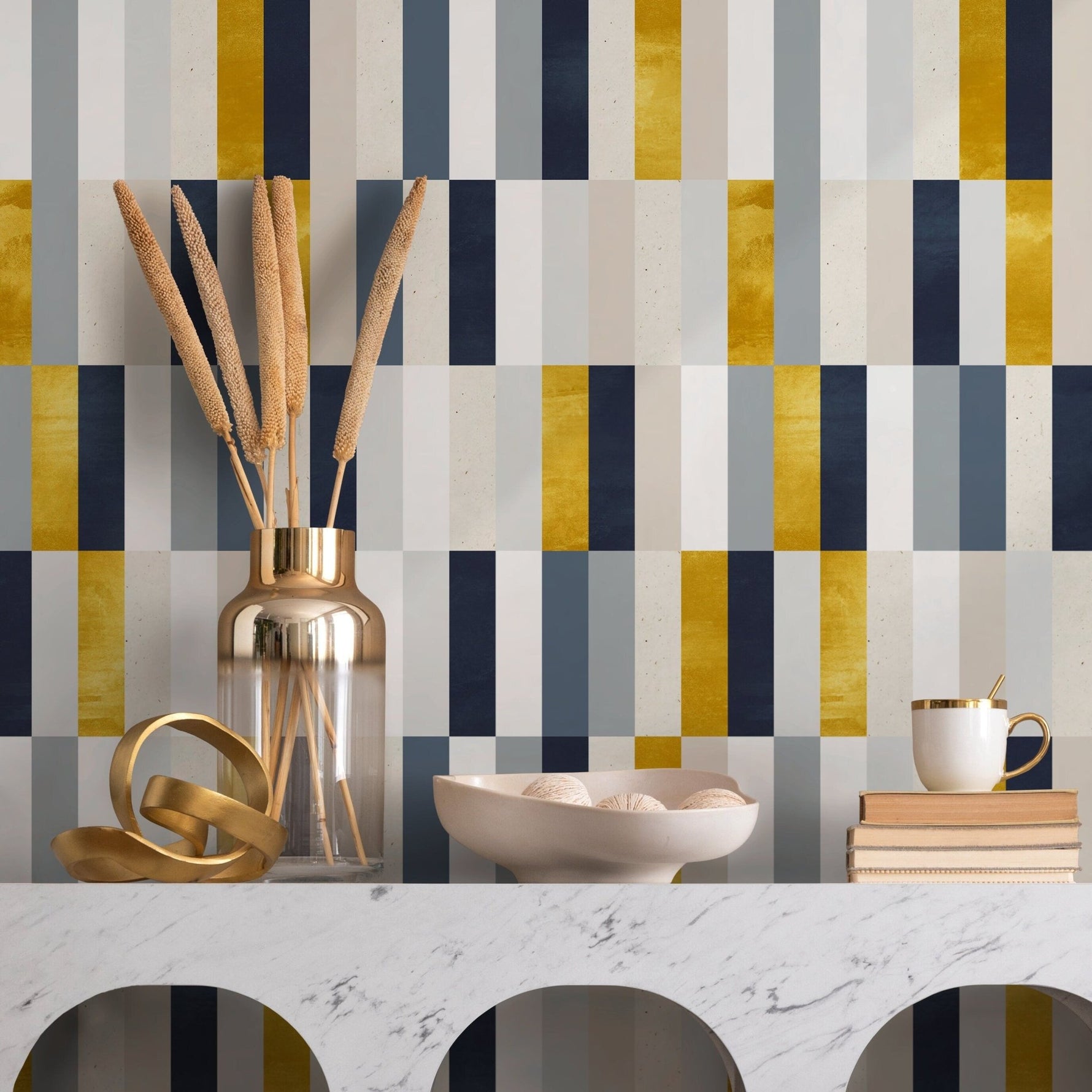 Modern Gold Stripes Wallpaper - A340 - WallTrend