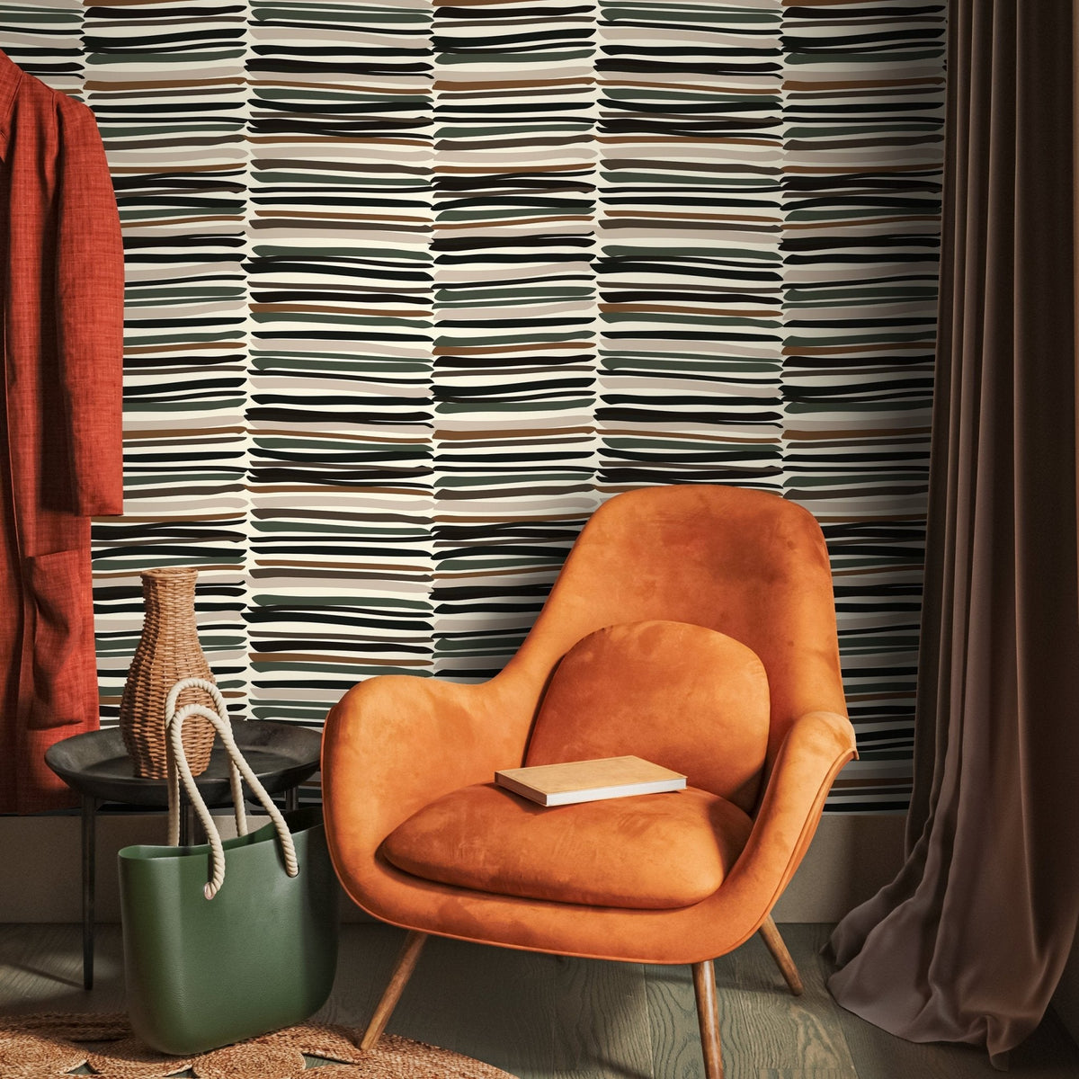 Modern Striped Wallpaper Abstract Wallpaper Peel and Stick and Traditional Wallpaper - D793 - WallTrend