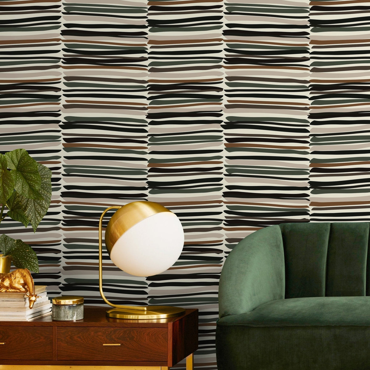 Modern Striped Wallpaper Abstract Wallpaper Peel and Stick and Traditional Wallpaper - D793 - WallTrend