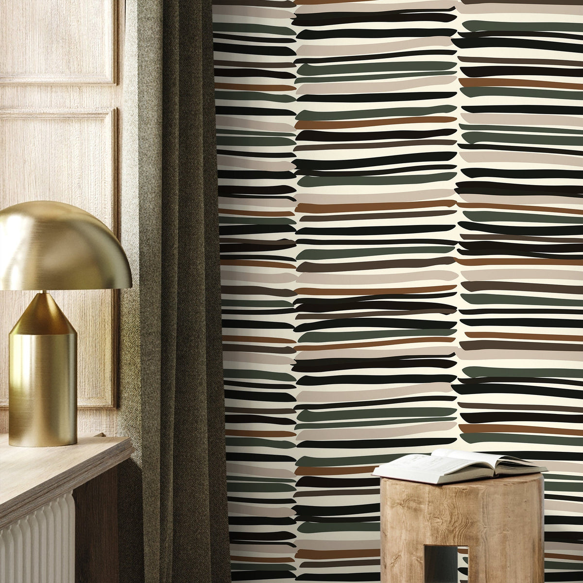 Modern Striped Wallpaper Abstract Wallpaper Peel and Stick and Traditional Wallpaper - D793 - WallTrend