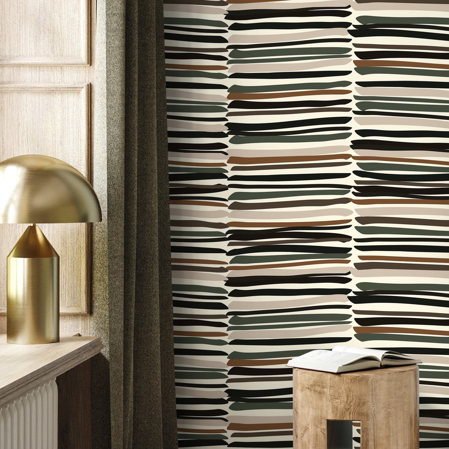 Modern Striped Wallpaper Abstract Wallpaper Peel and Stick and Traditional Wallpaper - D793 - WallTrend