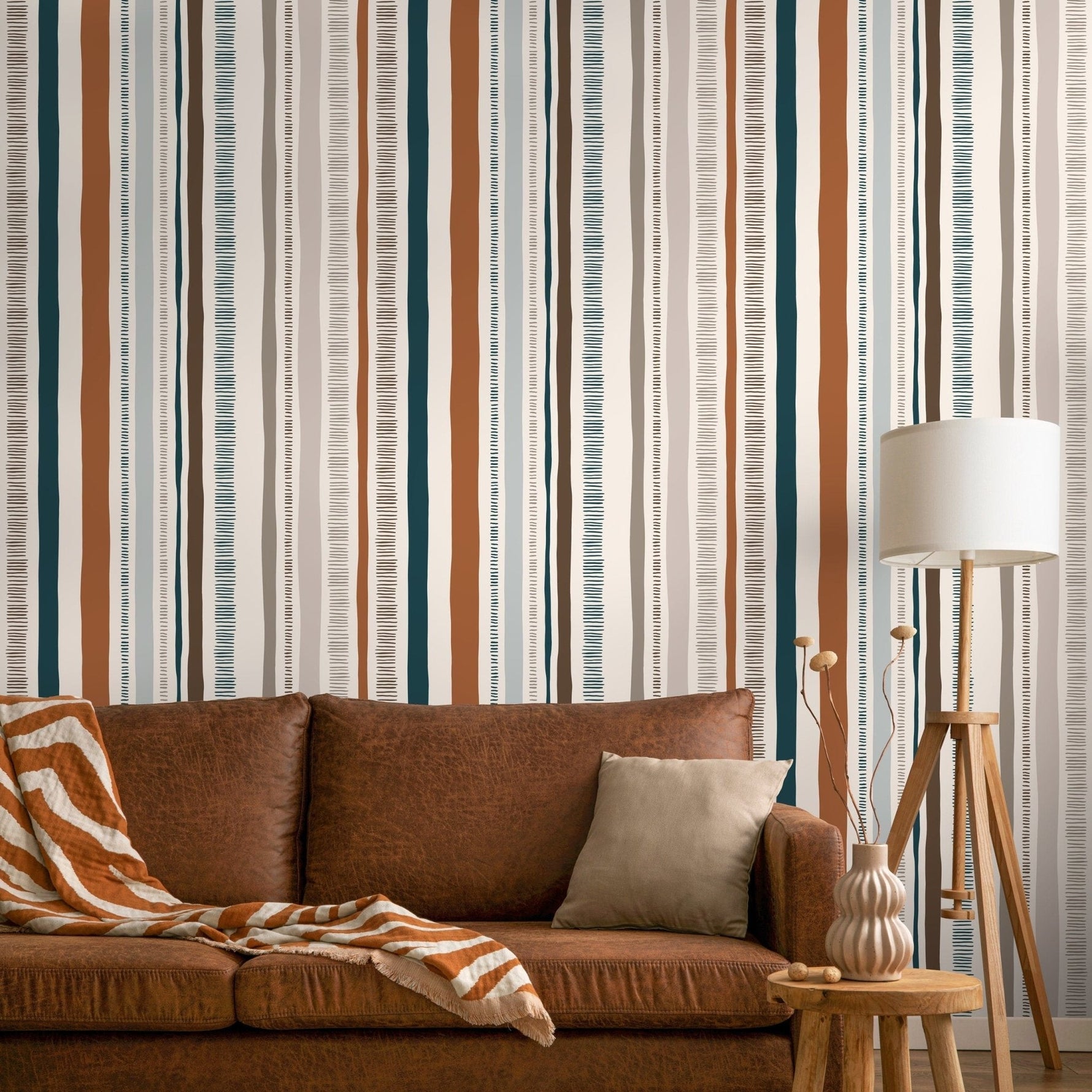 Modern Striped Wallpaper Abstract Wallpaper Peel and Stick and Traditional Wallpaper - D835 - WallTrend