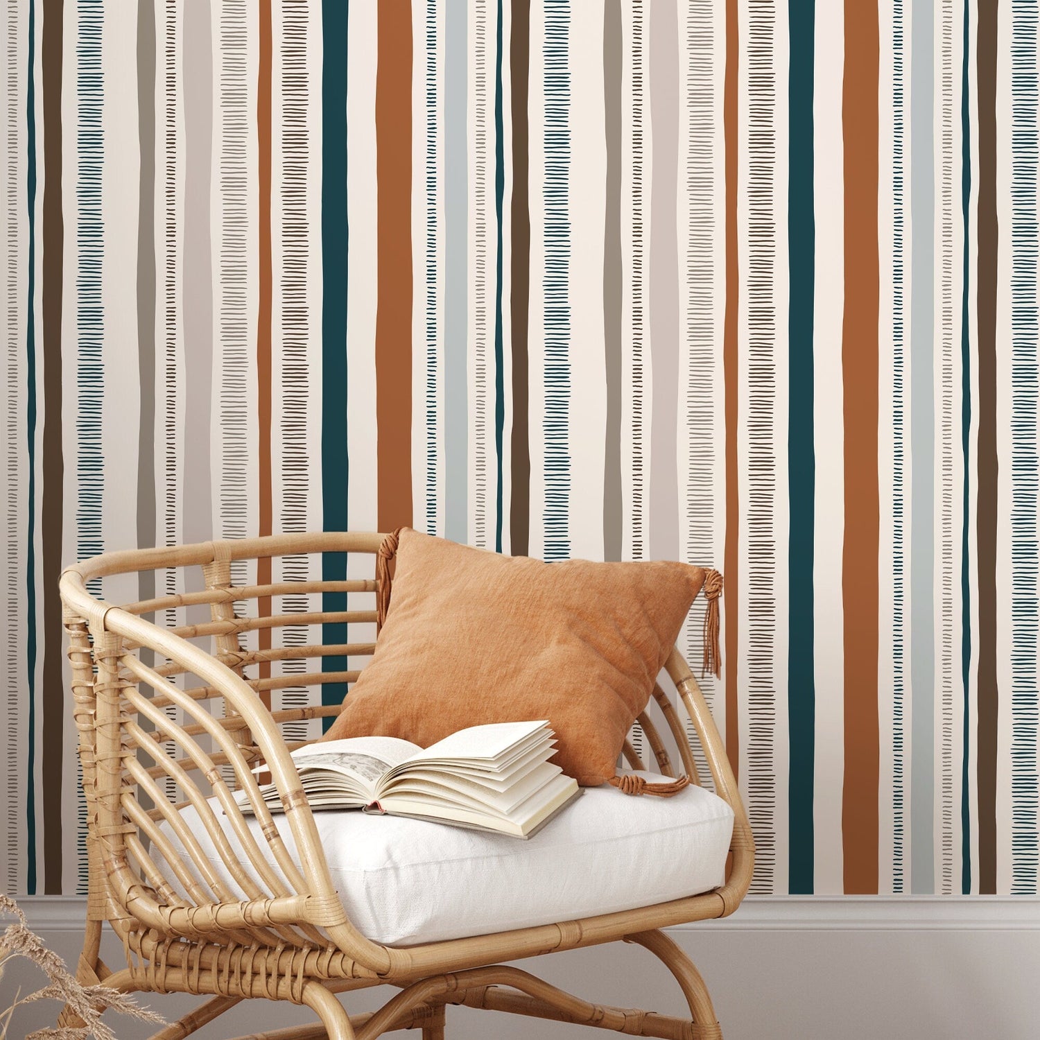 Modern Striped Wallpaper Abstract Wallpaper Peel and Stick and Traditional Wallpaper - D835 - WallTrend