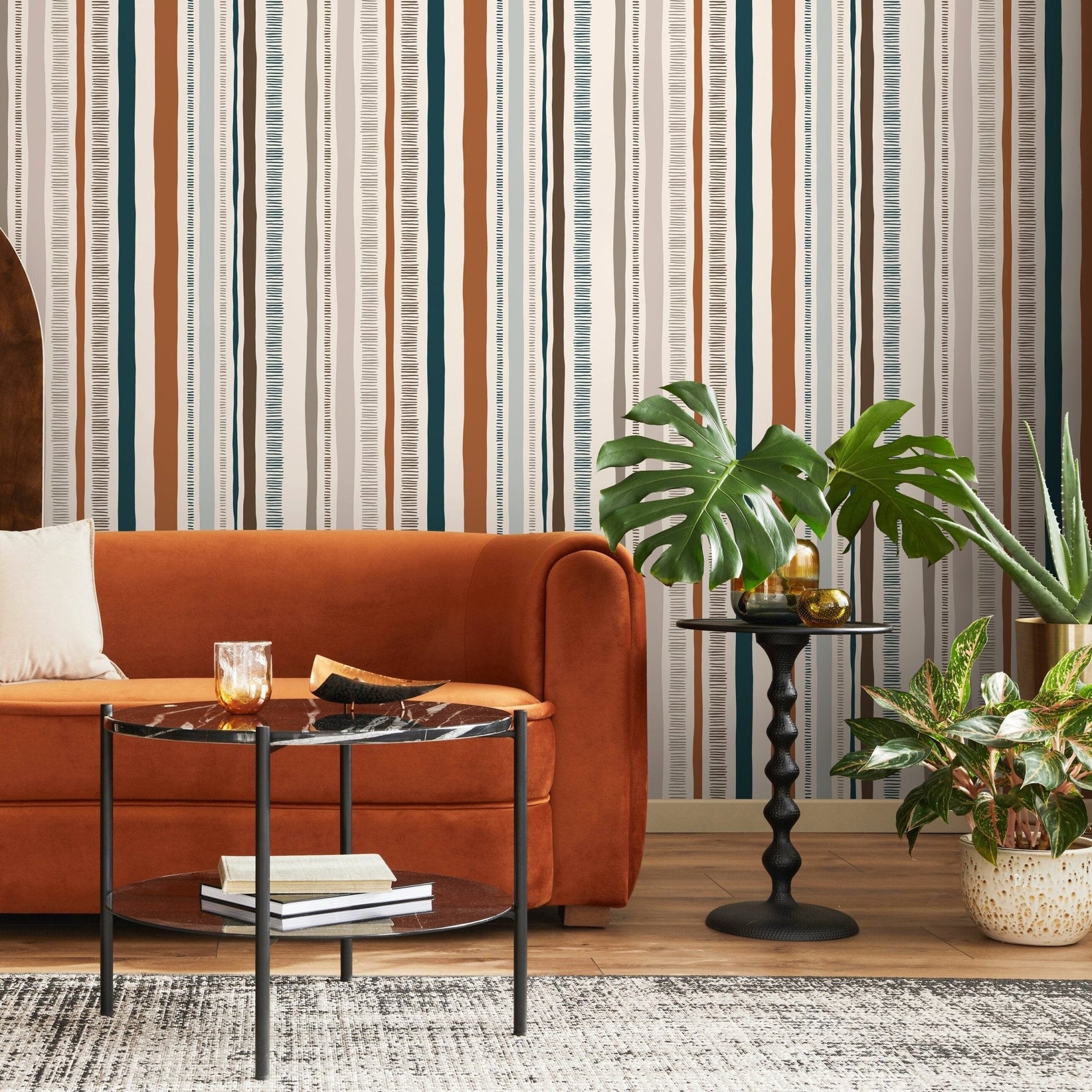 Modern Striped Wallpaper Abstract Wallpaper Peel and Stick and Traditional Wallpaper - D835 - WallTrend
