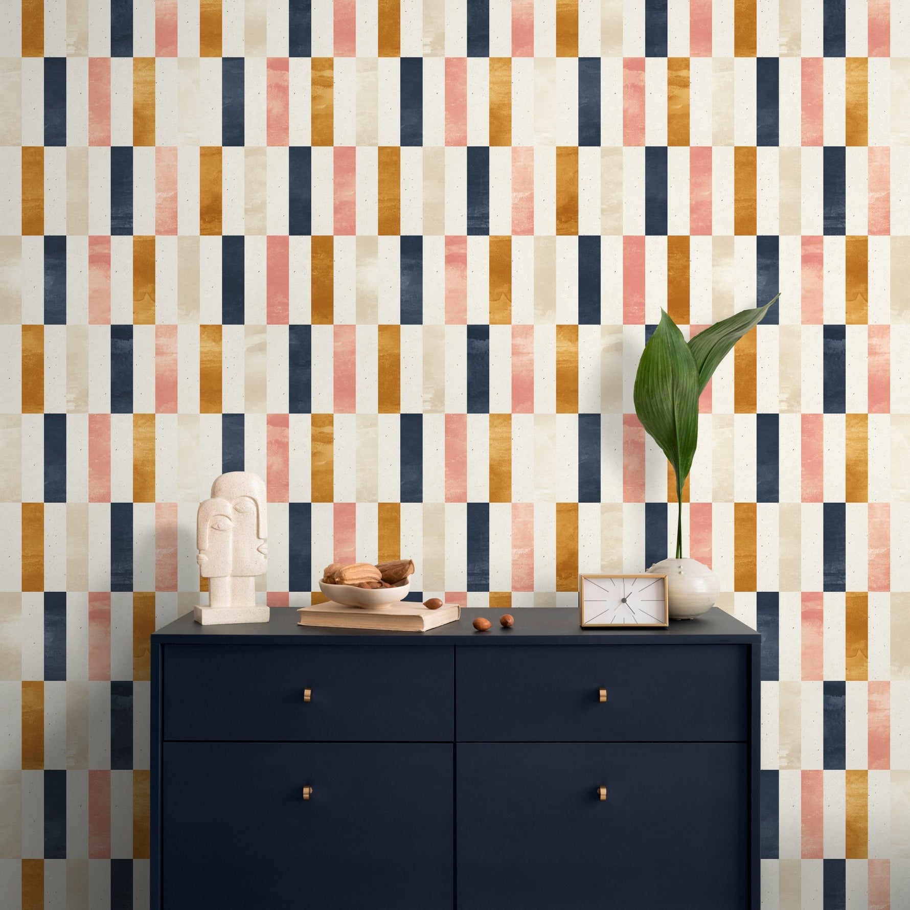 Modern Tile Wallpaper Colorful Geometric Wallpaper Peel and Stick and Traditional Wallpaper - A375 - WallTrend