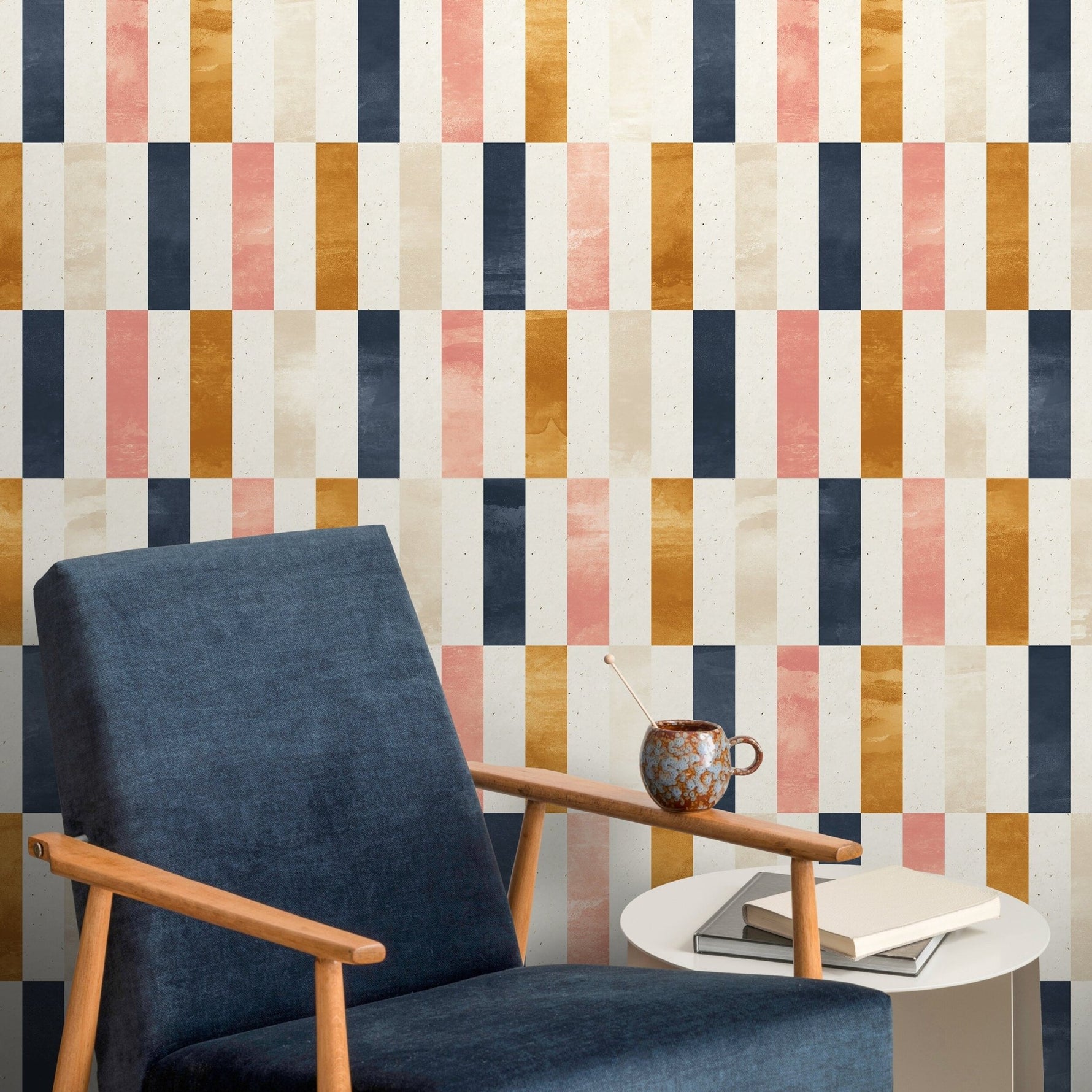 Modern Tile Wallpaper Colorful Geometric Wallpaper Peel and Stick and Traditional Wallpaper - A375 - WallTrend