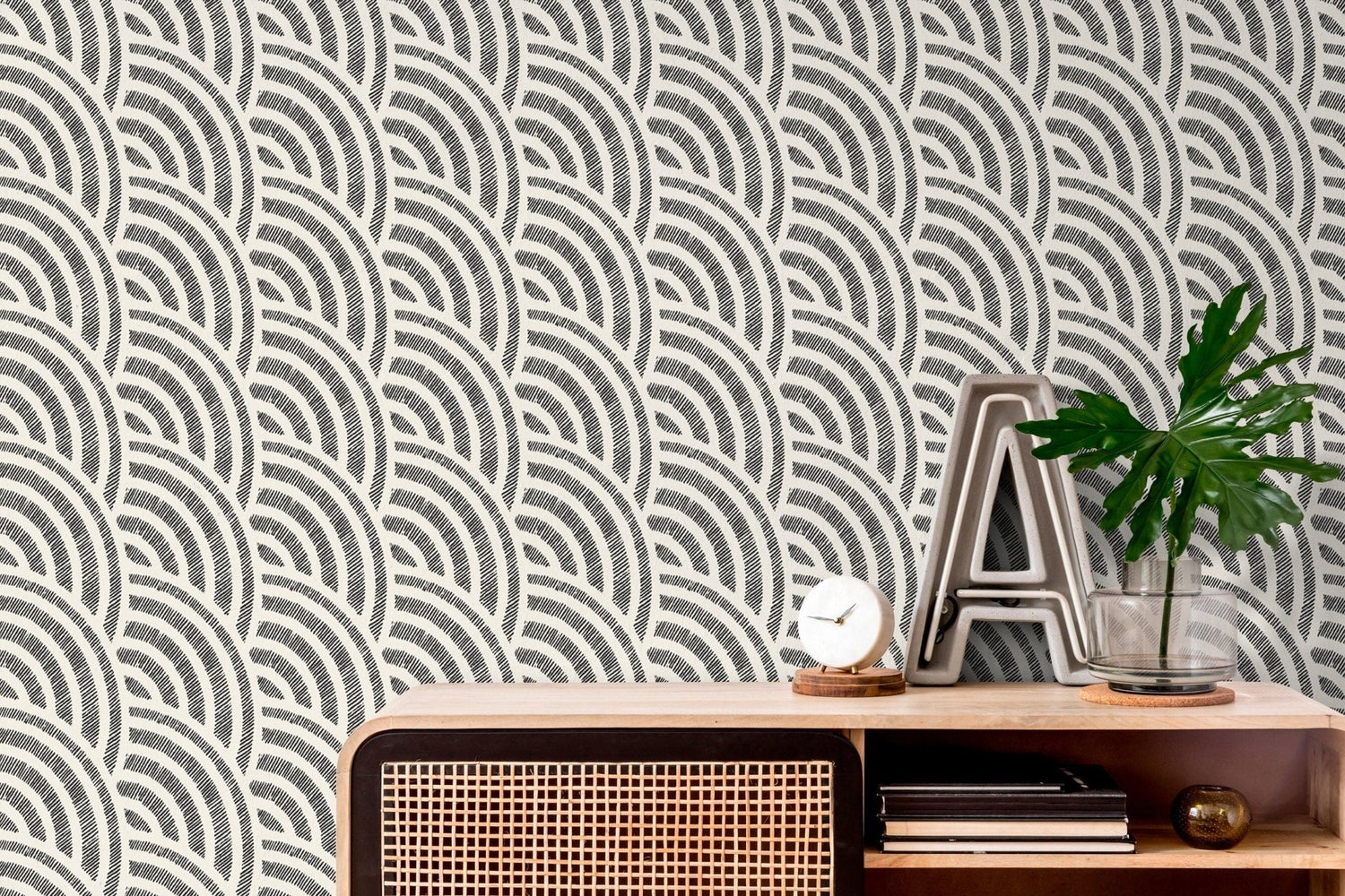 Monochromatic Line Pattern Wallpaper - C521 - WallTrend