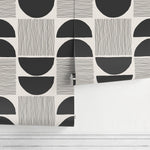 Monochrome Abstract Forms Wallpaper - C243 - WallTrend