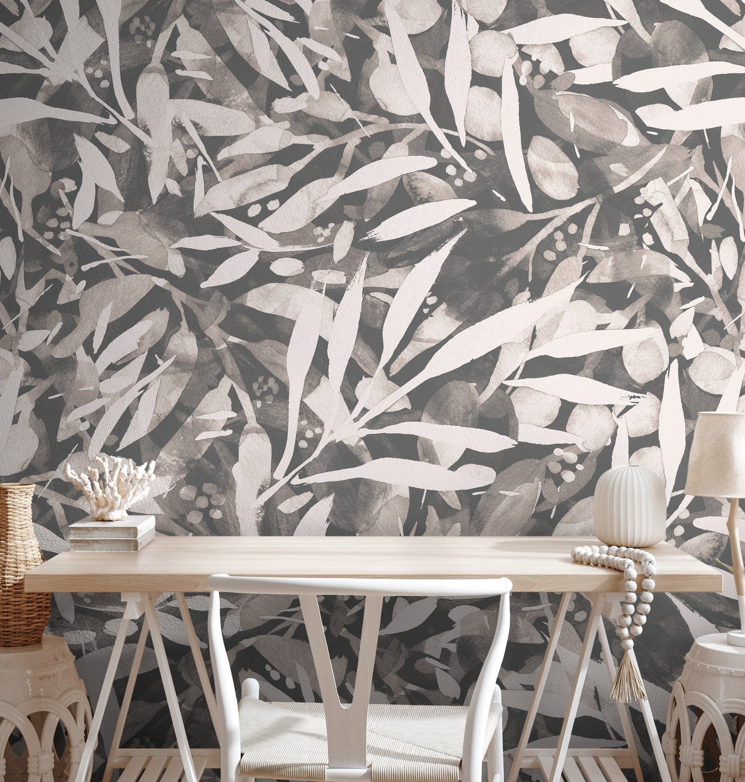 Monochrome Botanical Illustration Wallpaper - X151 - WallTrend