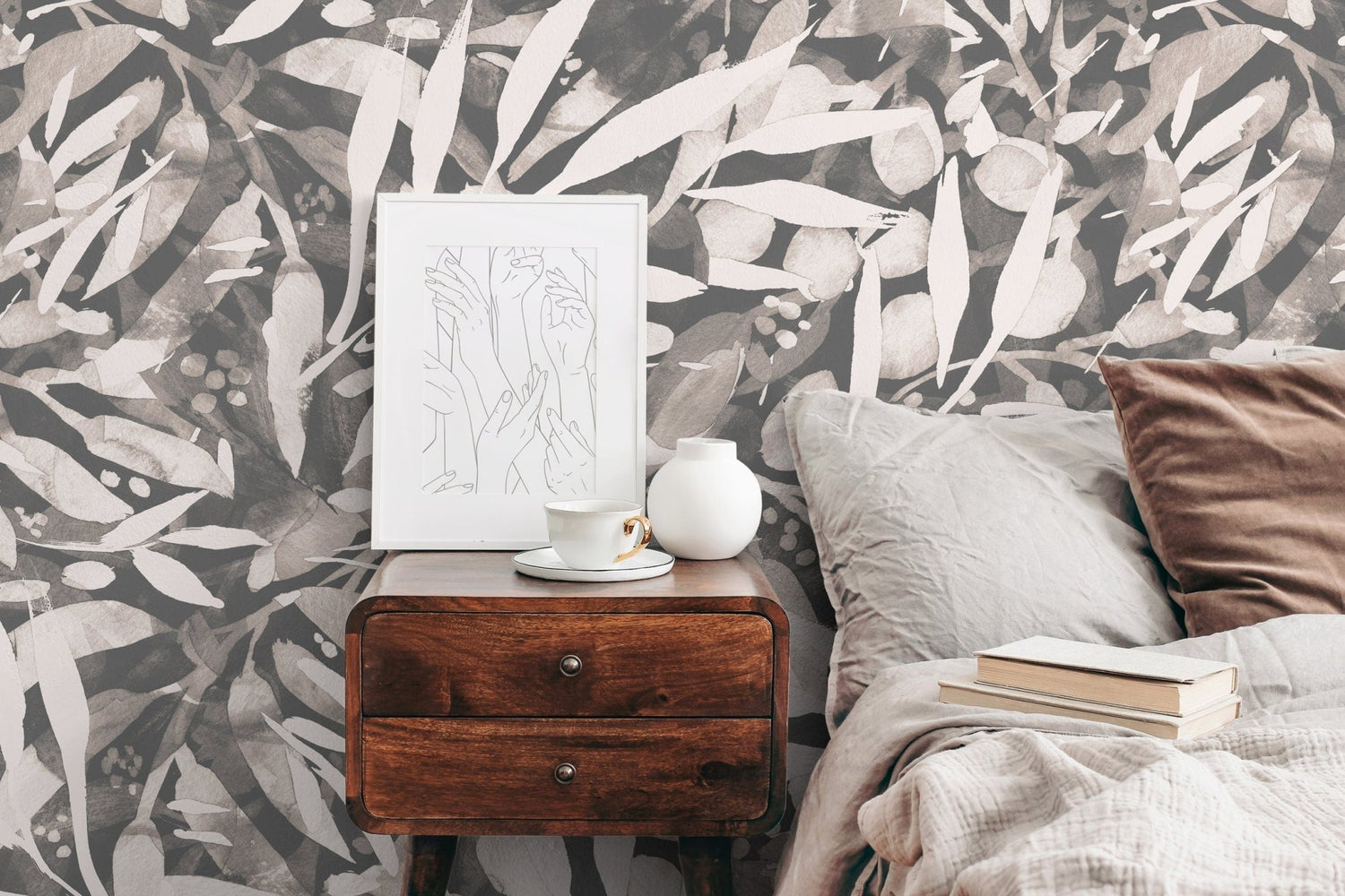 Monochrome Botanical Illustration Wallpaper - X151 - WallTrend